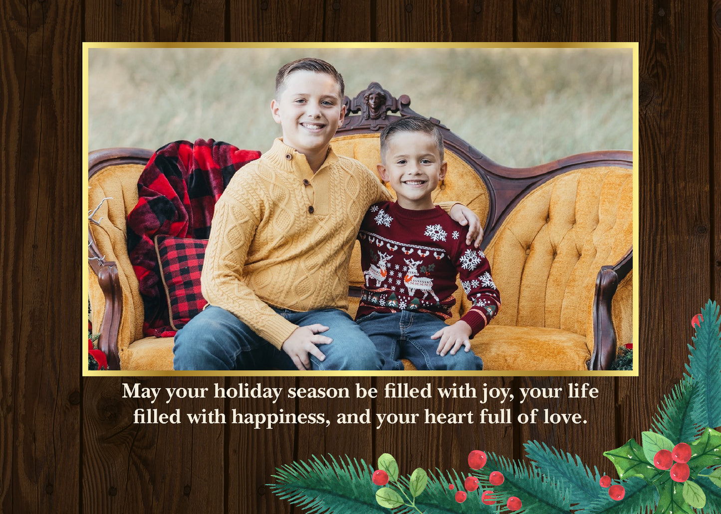 Beautiful Holiday Christmas Card Digital or Printed with Photos and FREE Backside!