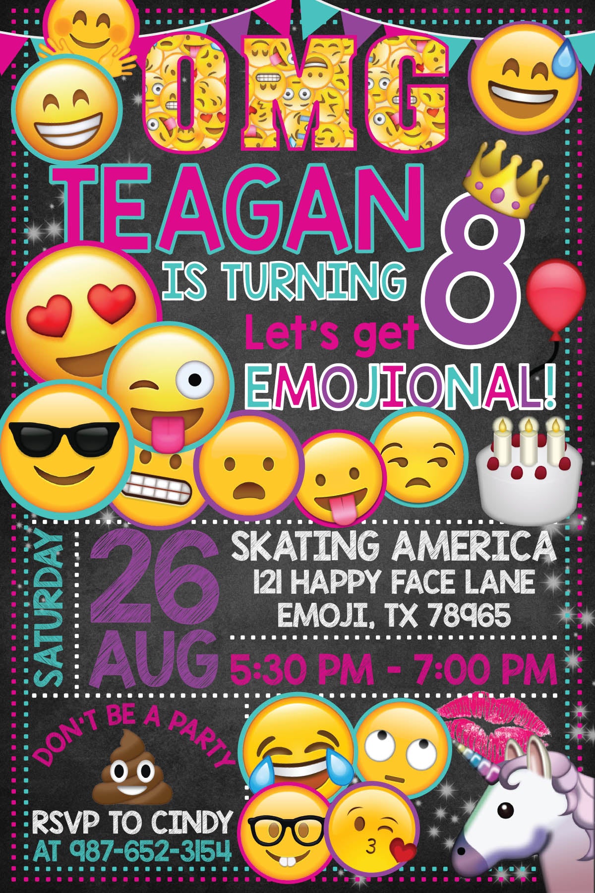 Let's Get Emojional EMOJI Birthday Party Invitation with or without Photo! Digital or Printed!