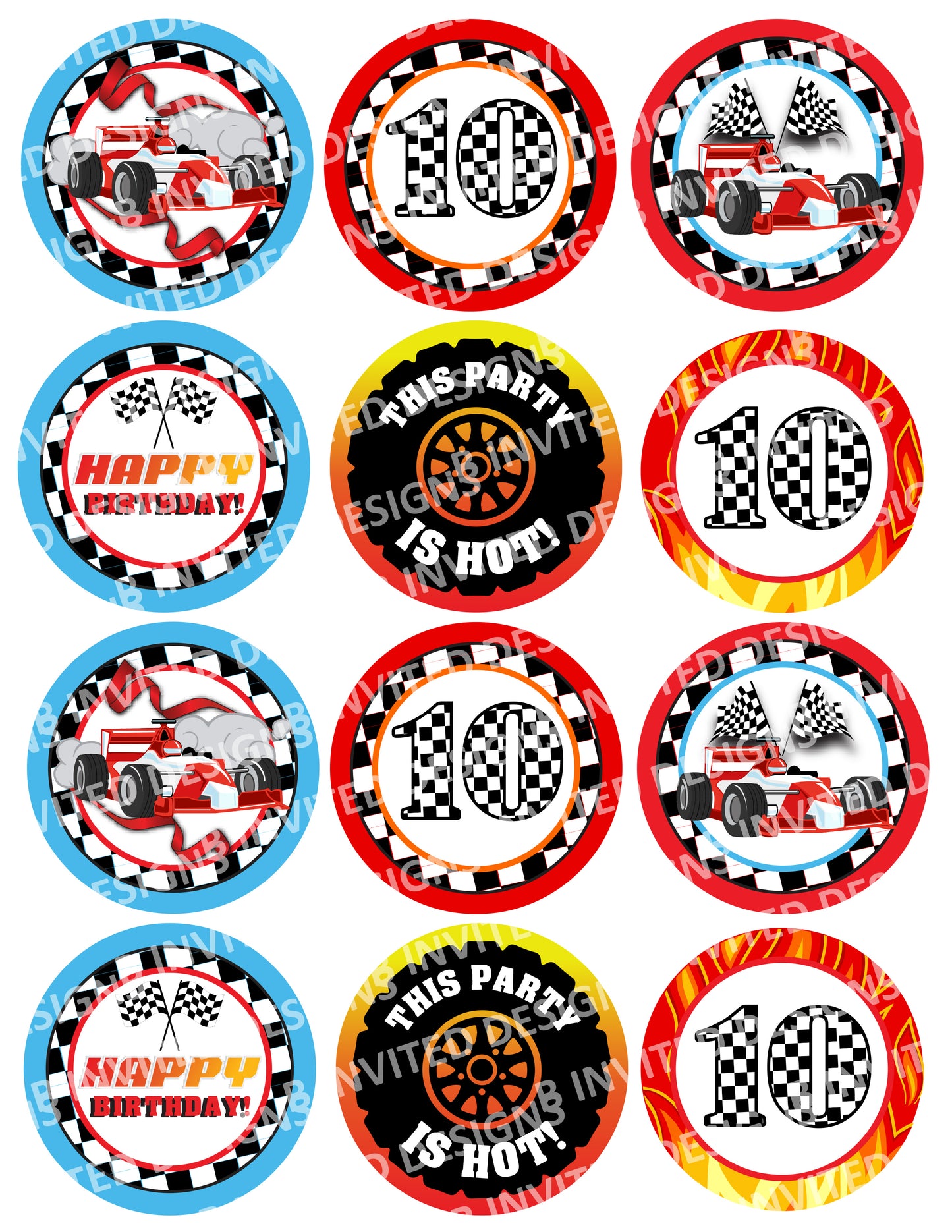 GO KART Race Car Cupcake Toppers! 2 Inch or 2.5 Inch! Digital OR Printed & Fully Assembled!
