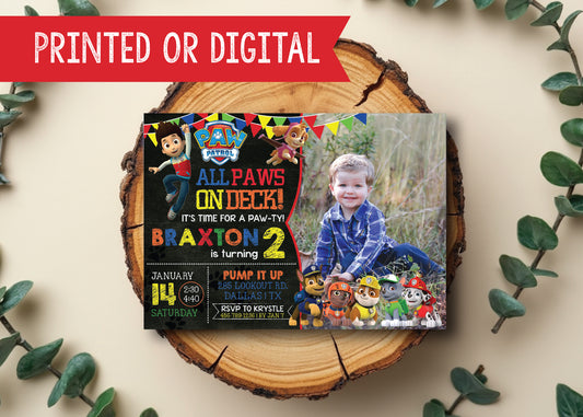PAW PATROL Custom Digital or Printed Birthday Party Invitation with Photo!