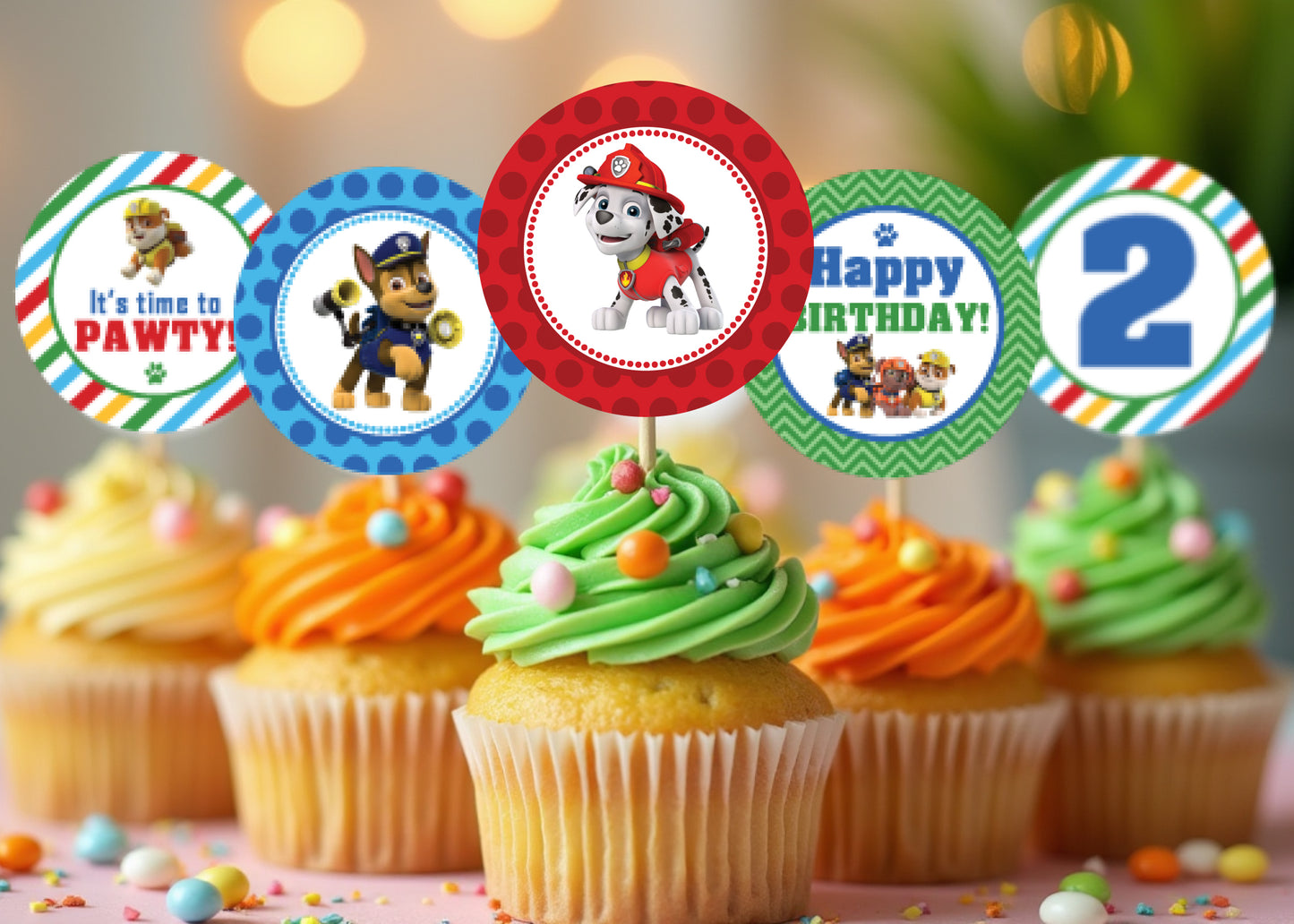 PAW PATROL Cupcake Toppers! 2 Inch or 2.5 Inch! Digital OR Printed & Fully Assembled!