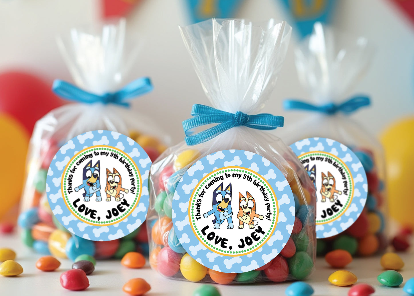BLUEY Personalized Stickers for Gift Bags, Party Favors! Printed or Digital!
