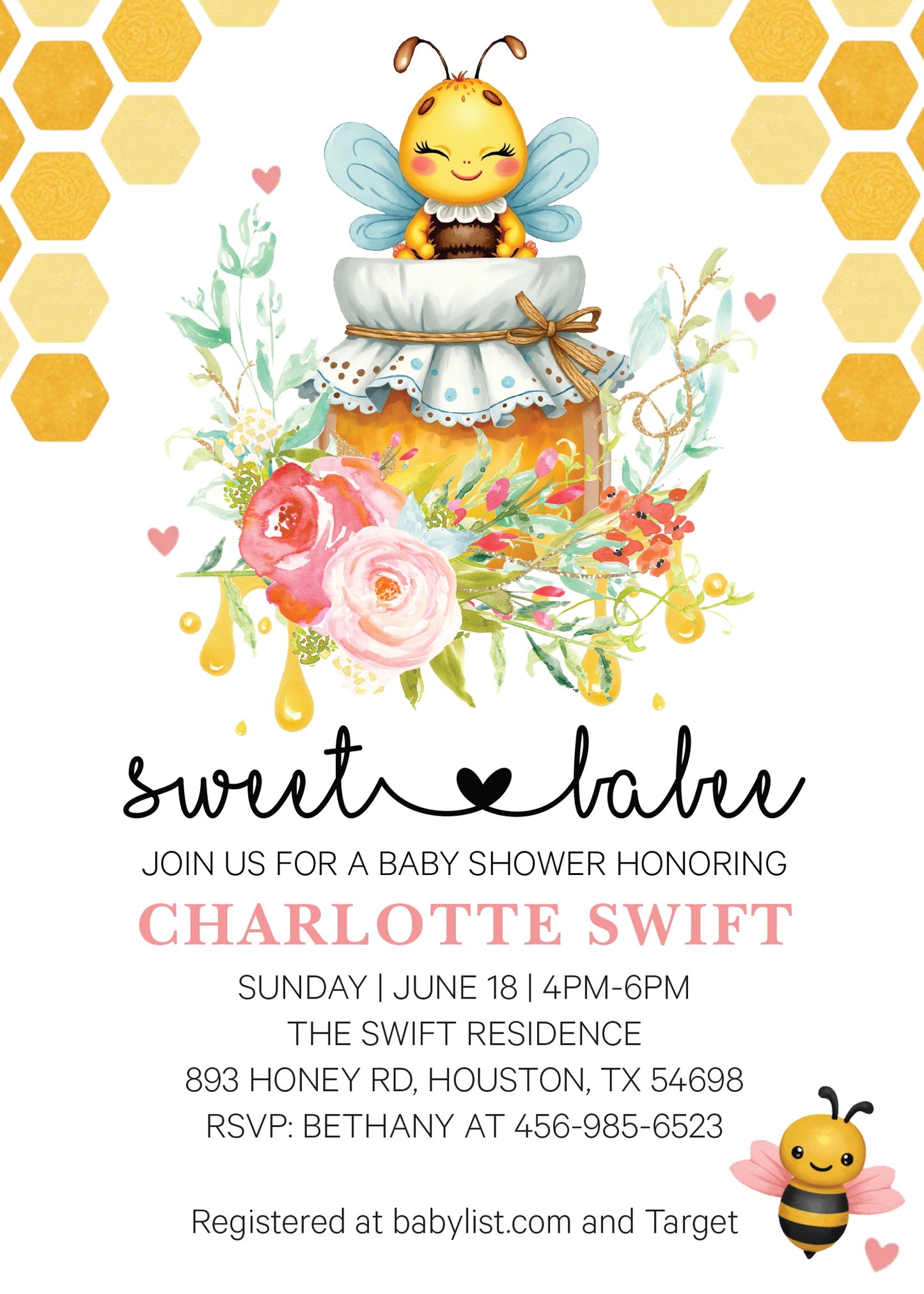 Sweet Babee Mama to Bee Baby Shower Invitation - Printed or Digital File!