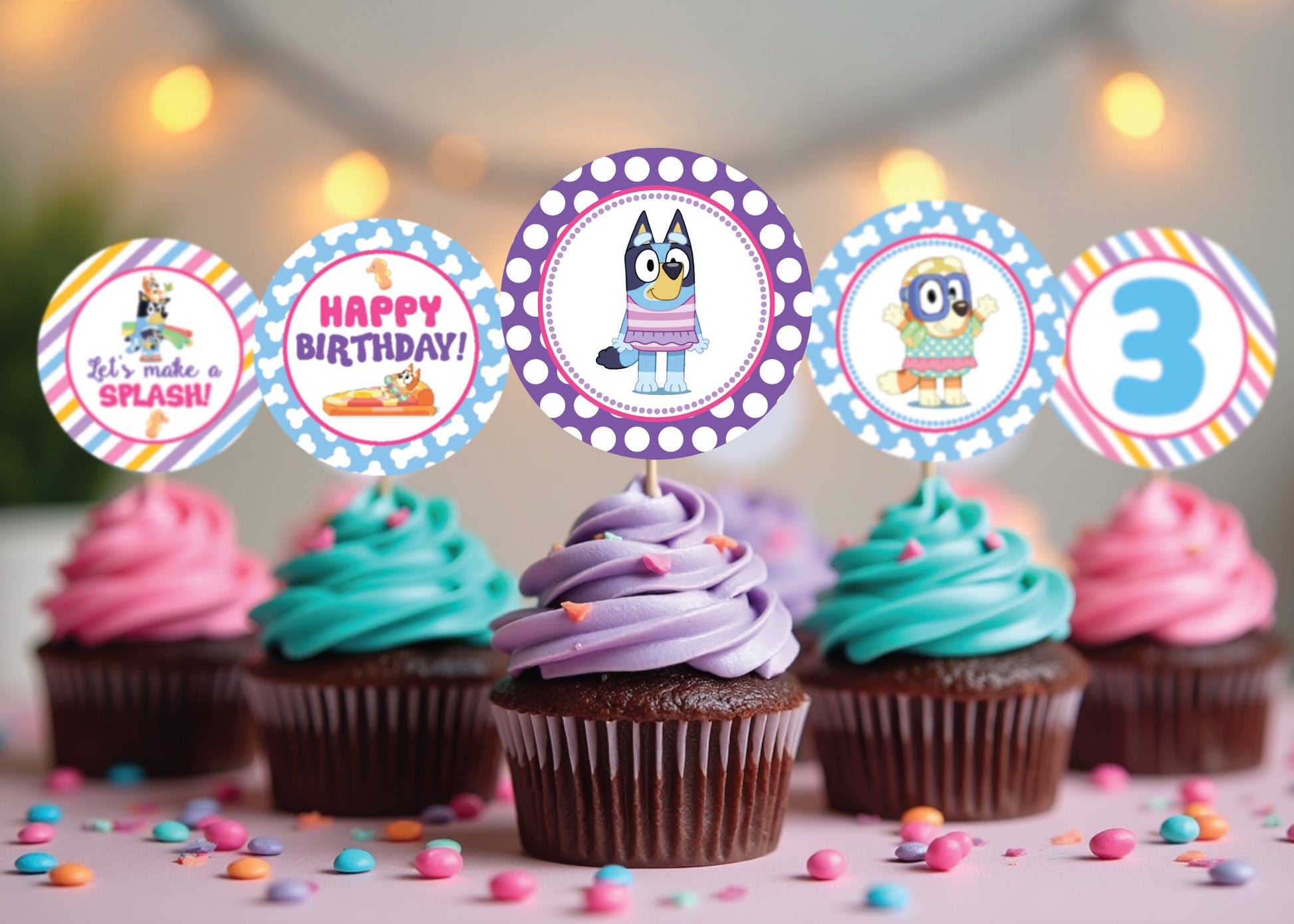 Coordinating cupcake toppers
