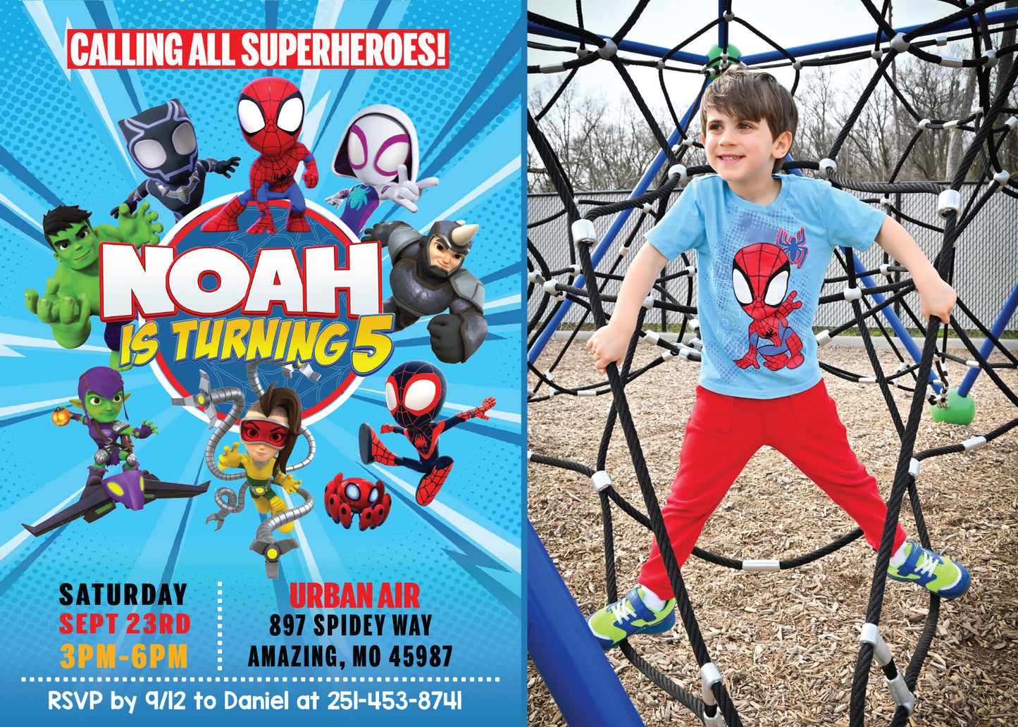 SPIDEY & His AMAZING FRIENDS Digital or Printed Superhero Birthday Invitation - with or without Photo!