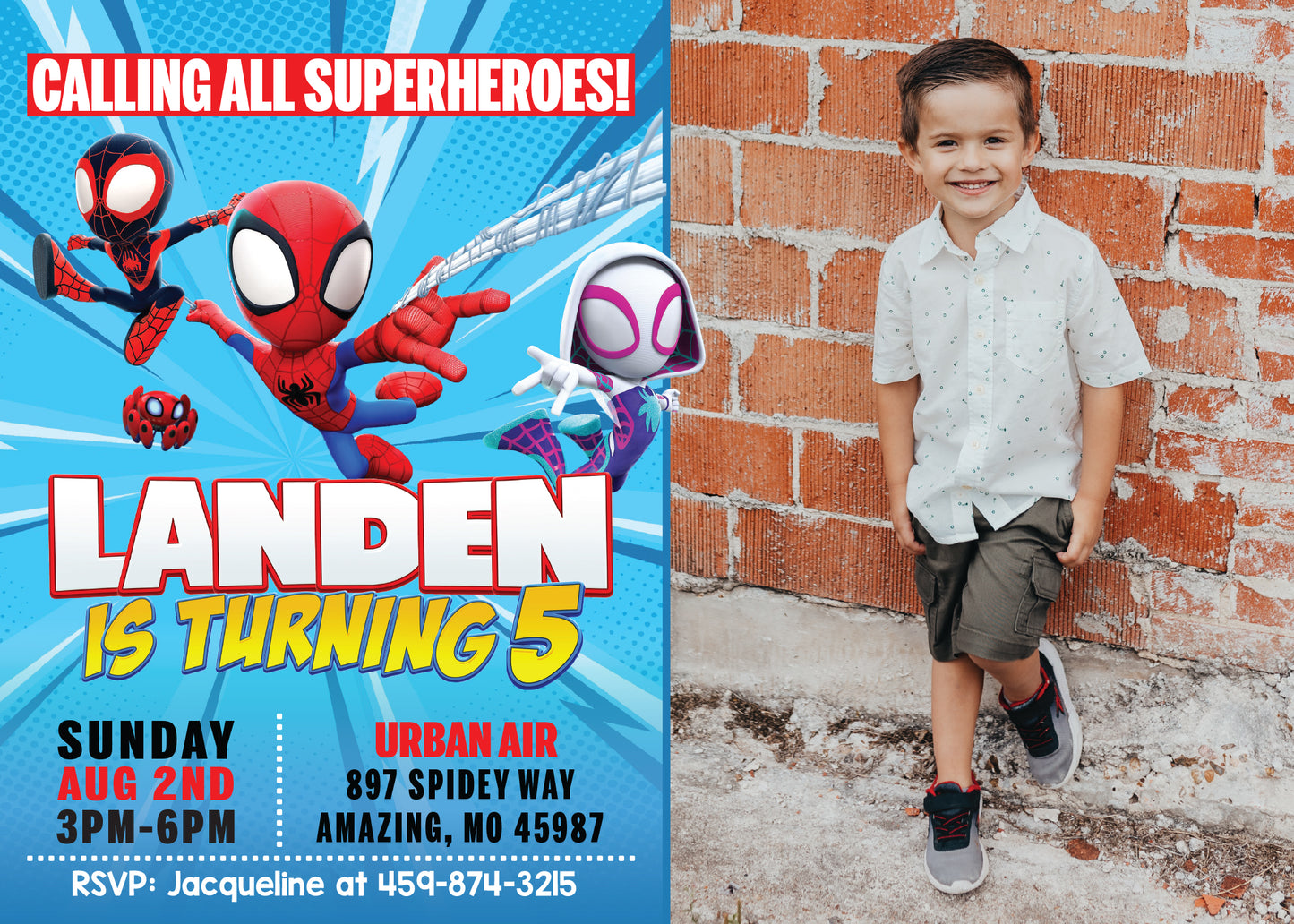 SPIDEY & His AMAZING FRIENDS Ghost-Spider and Spin - Digital or Printed Invitation - with or without Photo!