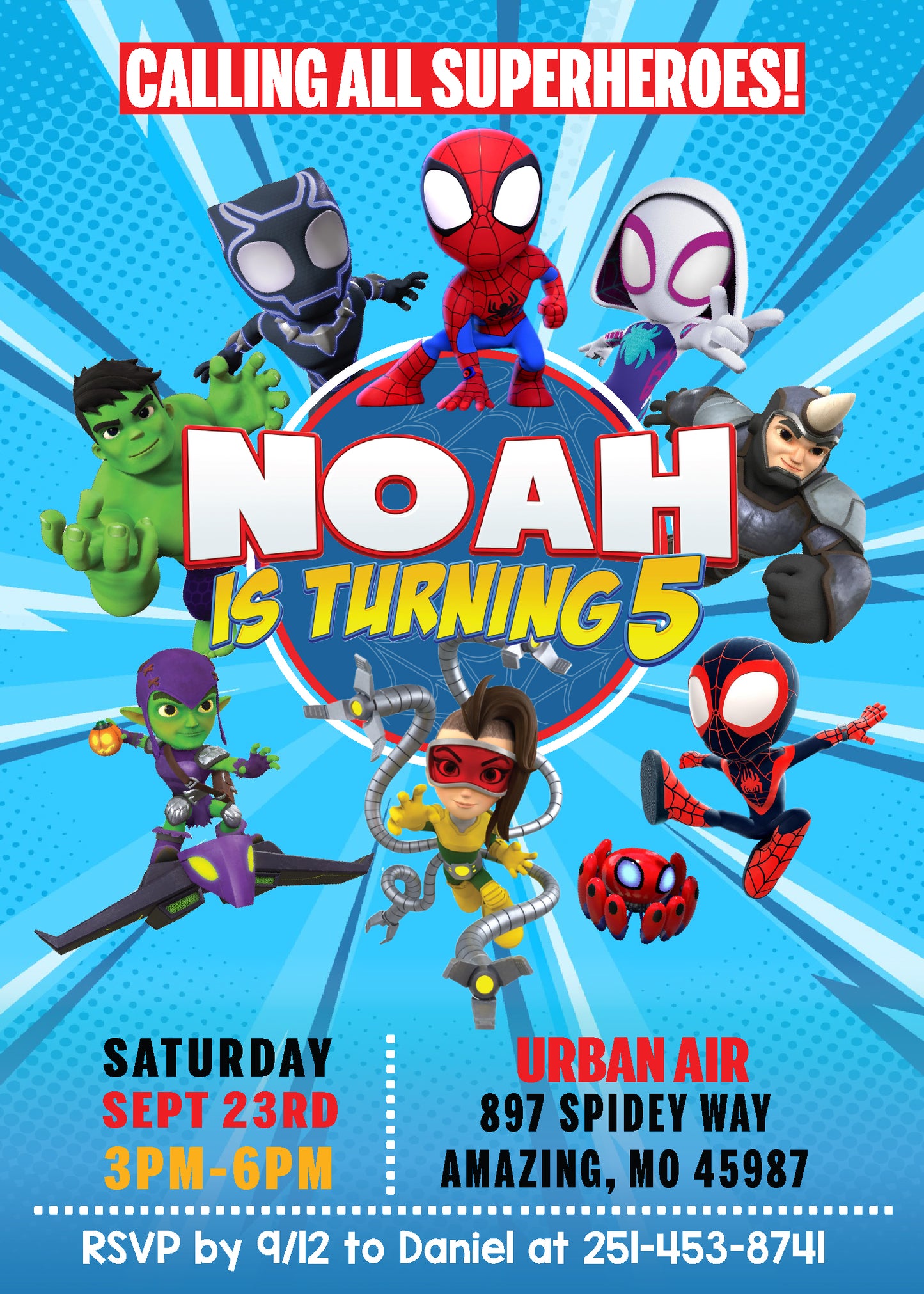 SPIDEY & His AMAZING FRIENDS Digital or Printed Superhero Birthday Invitation - with or without Photo!