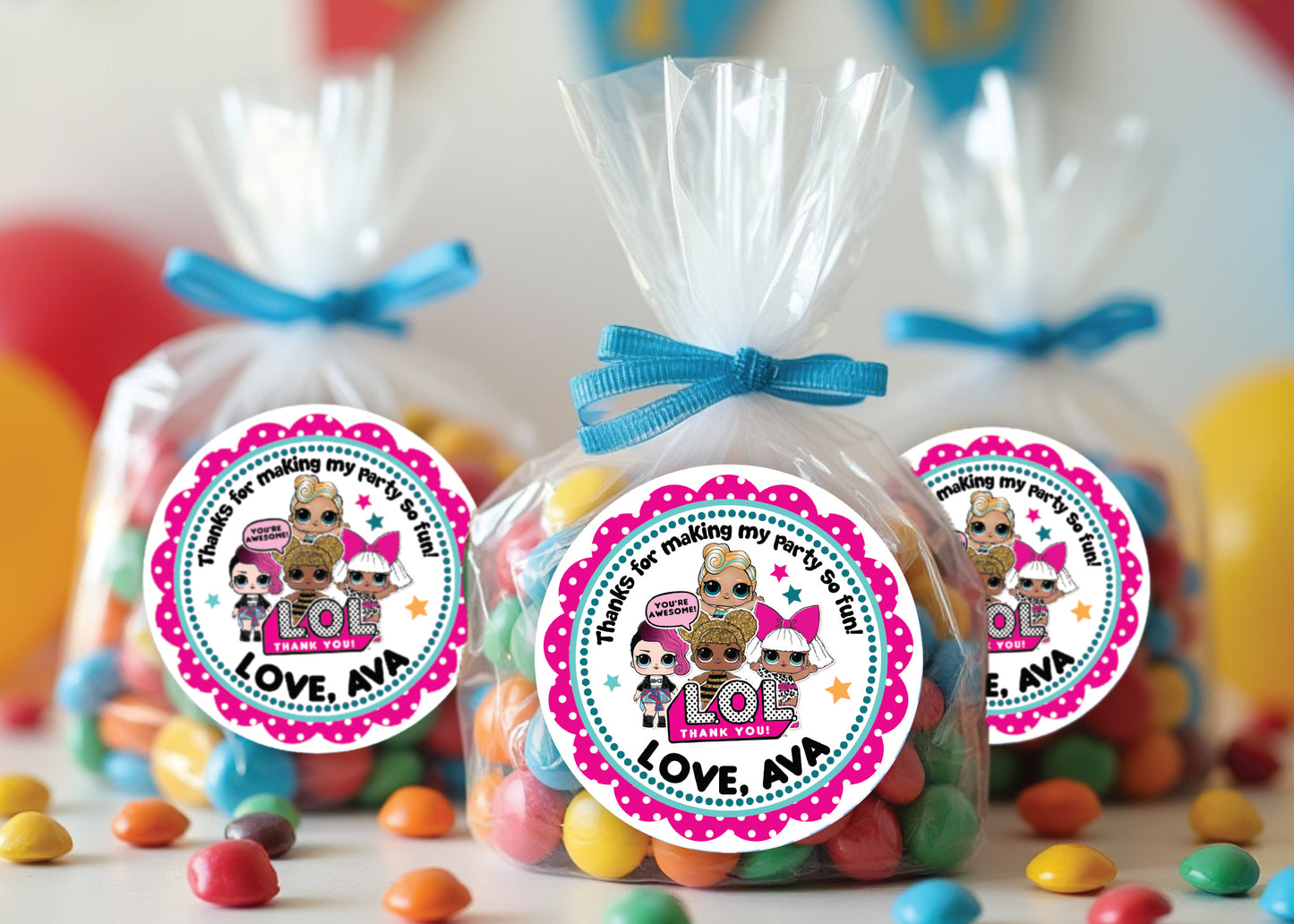 LOL DOLLS Custom Personalized Stickers for Gift Bags, Party Favors! Printed or Digital!