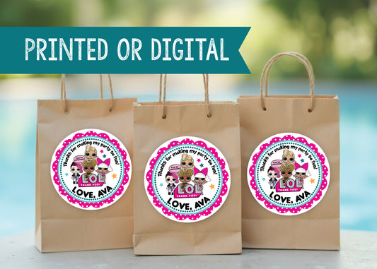 LOL DOLLS Custom Personalized Stickers for Gift Bags, Party Favors! Printed or Digital!