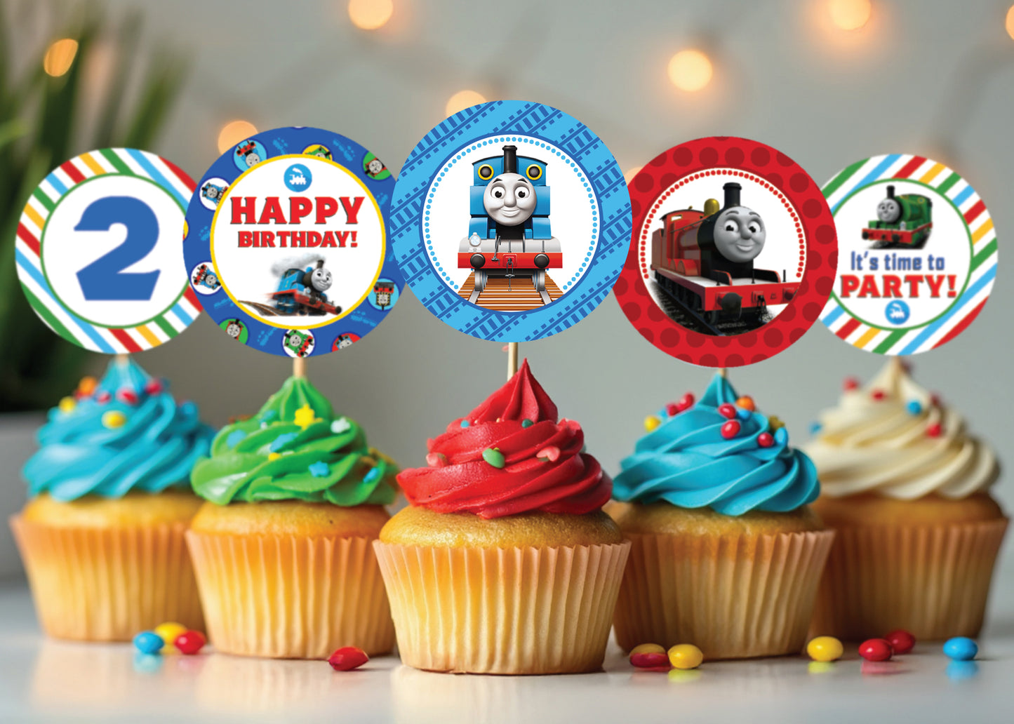 THOMAS THE TRAIN Cupcake Toppers! 2 Inch or 2.5 Inch! Digital OR Printed & Fully Assembled!