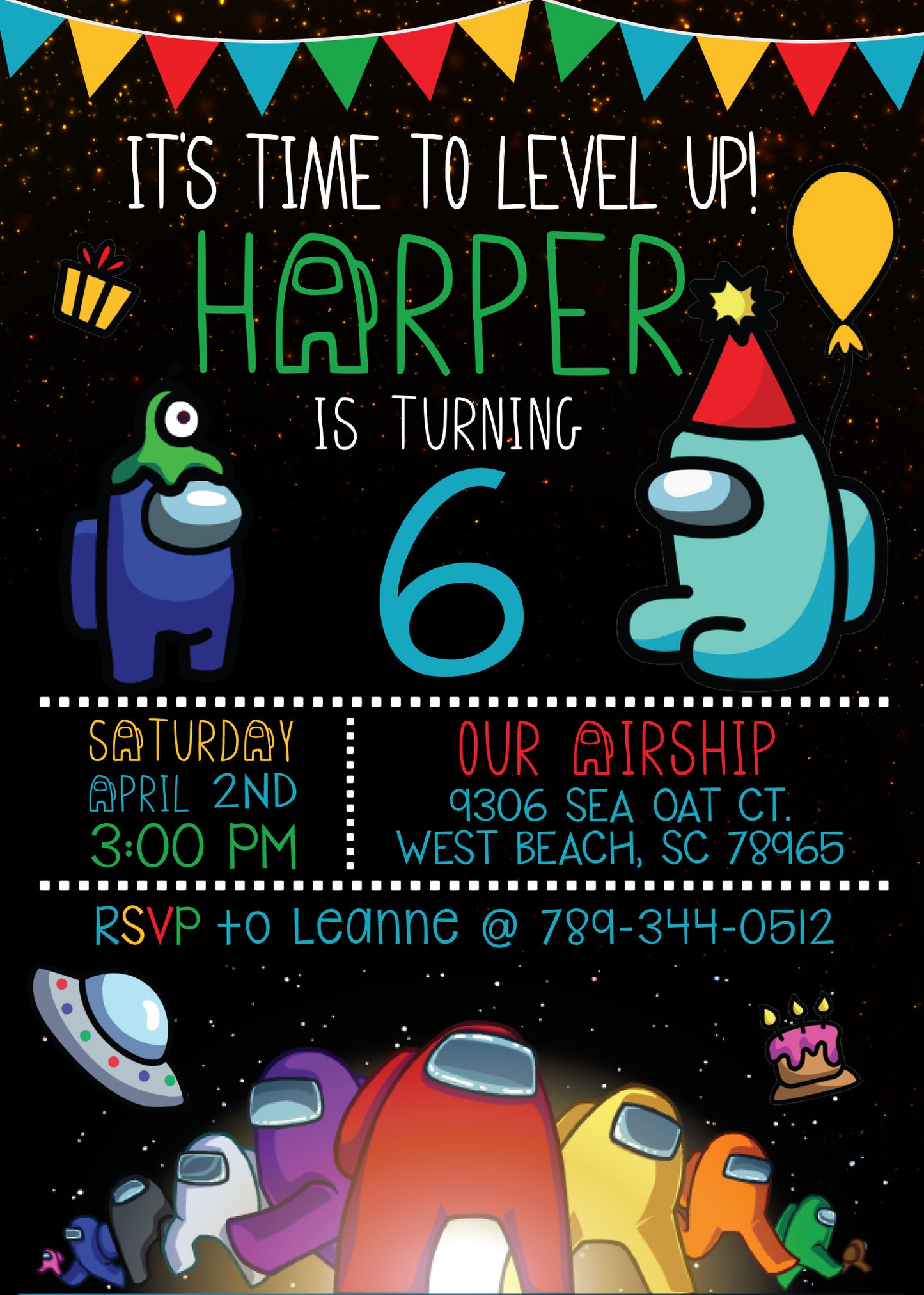 AMONG US Theme Birthday Party Invitation with or without Photo - Printed or Digital File!