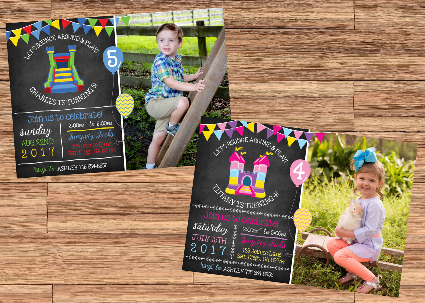 Girl or Boy BOUNCE HOUSE Birthday Party Invitation With Photo - Digital or Printed!