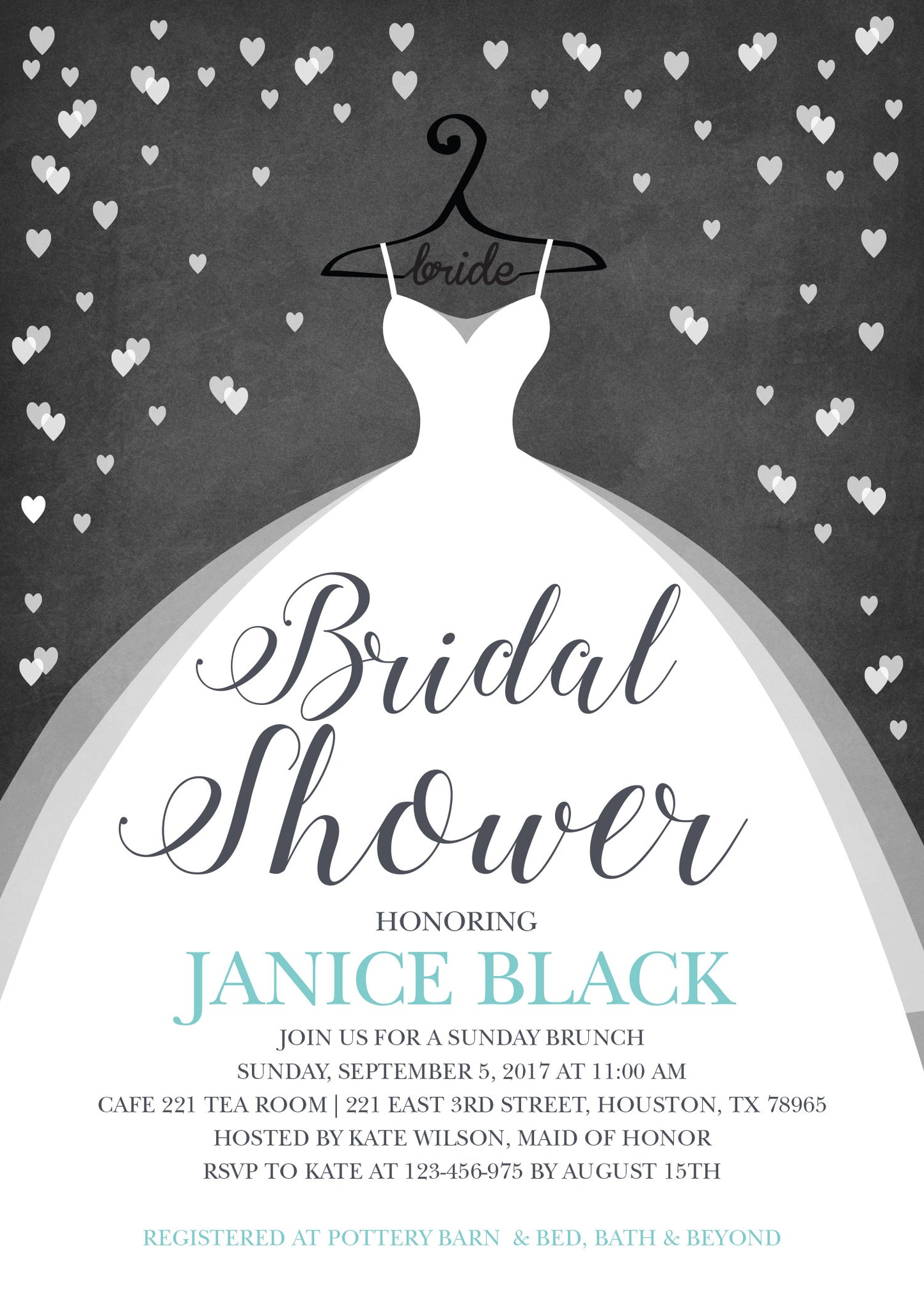 BRIDAL SHOWER Wedding Dress Invitation, Choose Your Background! Printed or Digital!