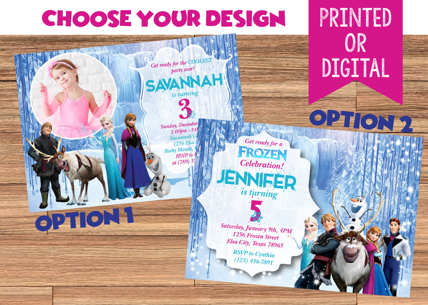 FROZEN Elsa and Anna Princess Birthday Party Invitation with Photo! Printed or Digital - 2 Choices!