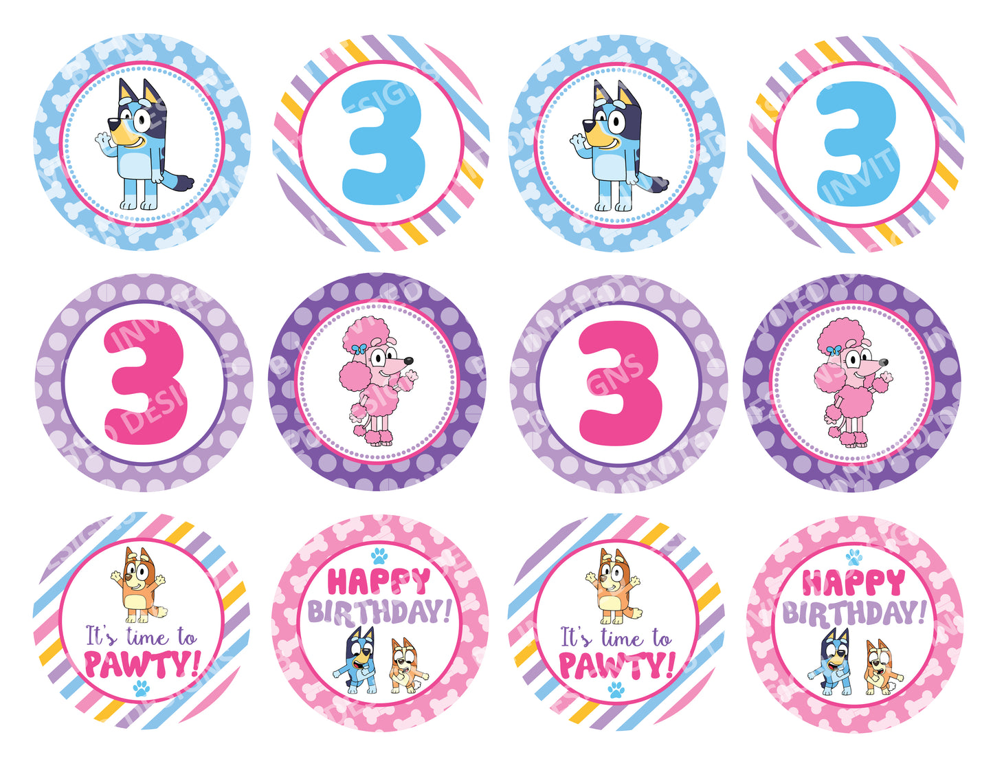 BLUEY Cupcake Toppers! 2 Inch or 2.5 Inch! Digital OR Printed & Fully Assembled!