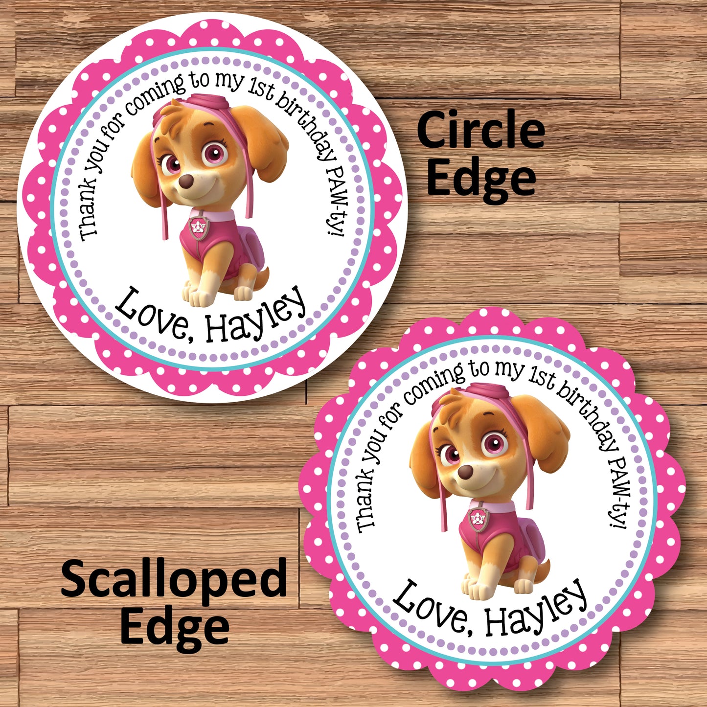 PAW PATROL Girl Personalized Stickers for Gift Bags, Party Favors! Skye, Everest - Printed or Digital!