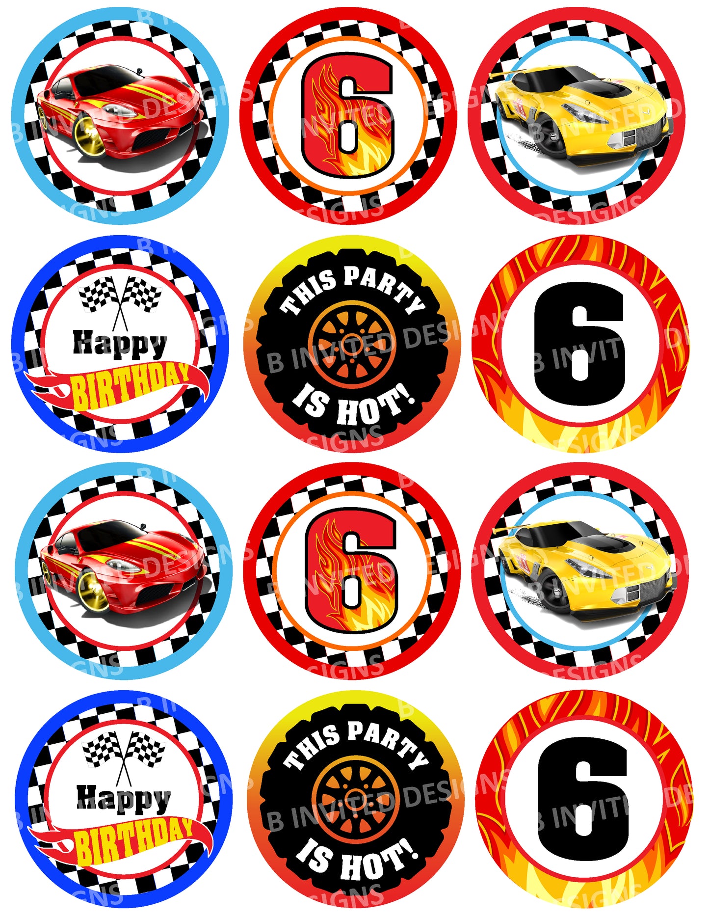 HOT WHEELS Cupcake Toppers with Age! 2 Inch or 2.5 Inch! Digital OR Printed & Fully Assembled!