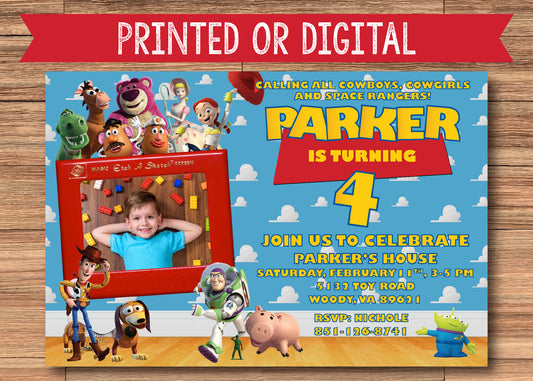 TOY STORY 2 Etch A Sketch Birthday Party Invitation with Photo - Printed or Digital! Buzz, Woody, Jessie!