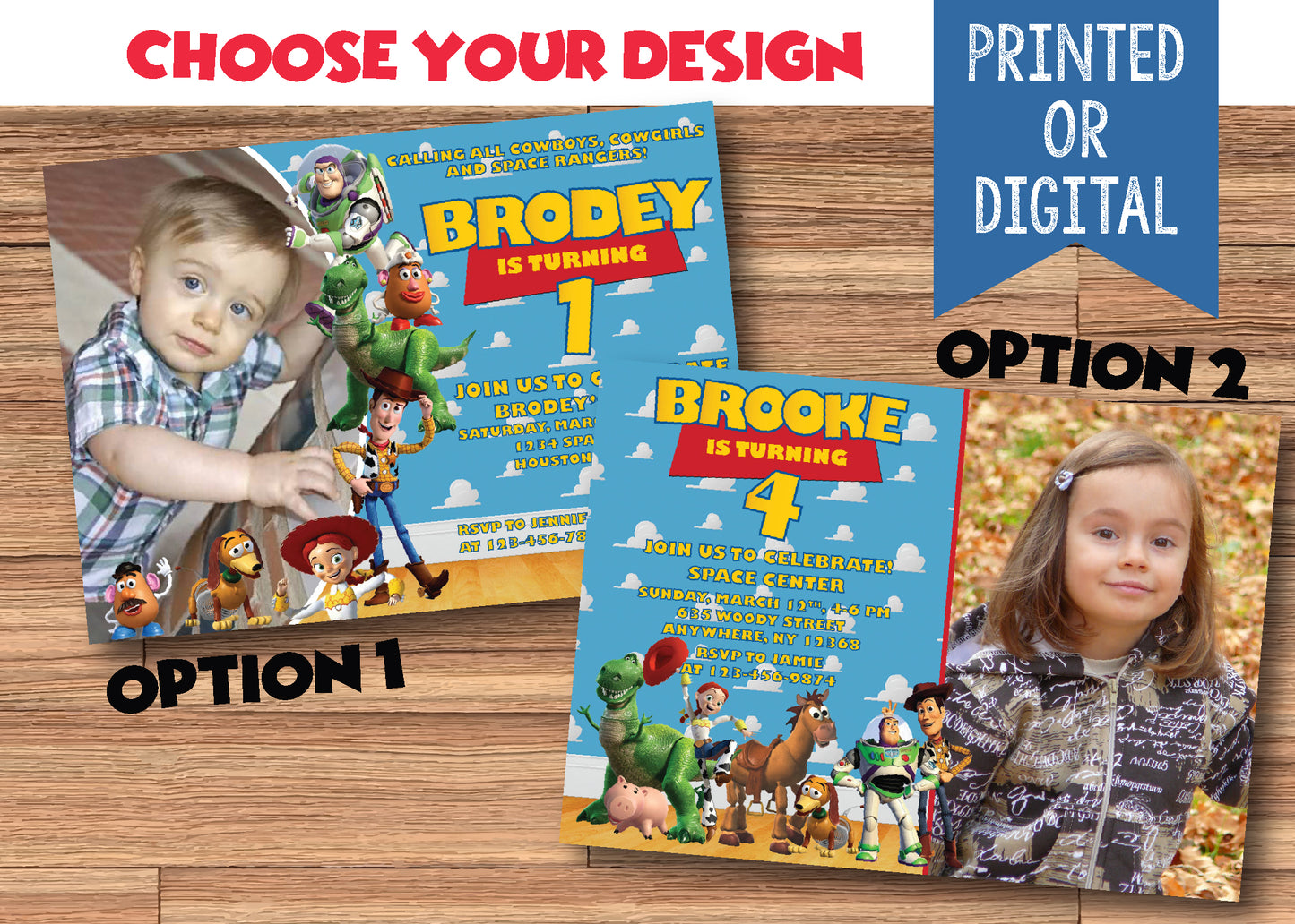 TOY STORY Birthday Party Invitation with Photo - 2 Options, You Choose! Printed or Digital!