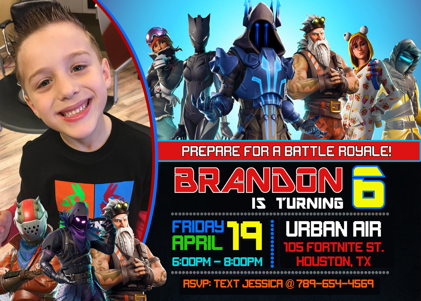 FORTNITE Birthday Party Invitation with Photo - Printed or Digital File!