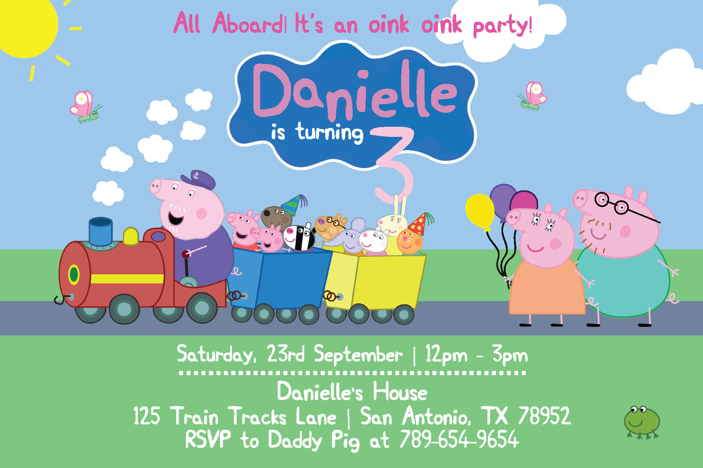 PEPPA PIG TRAIN Birthday Invitation with Photo or without Photo! Peppa & Friends! Printed or Digital!