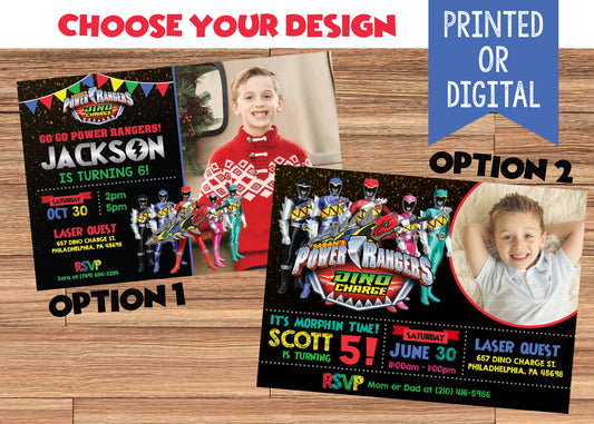 Power Rangers Dino Charge Birthday Party Invitation with Photo! Printed or Digital!