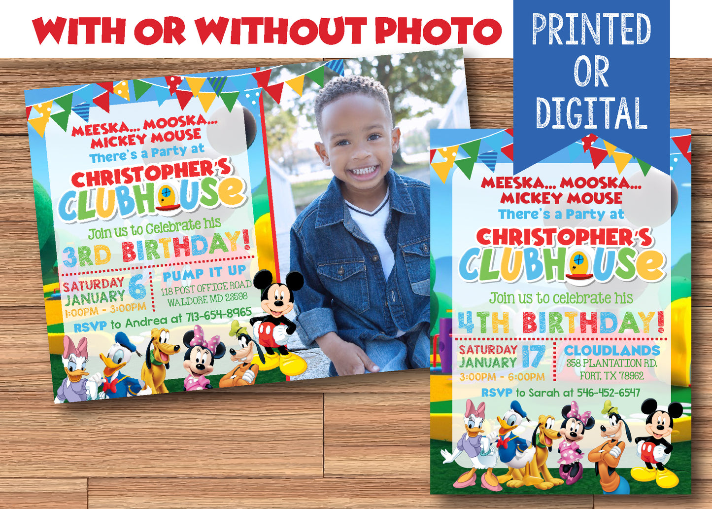 MICKEY MOUSE CLUBHOUSE Personalized Stickers for Gift Bags, Party Favors! Printed or Digital