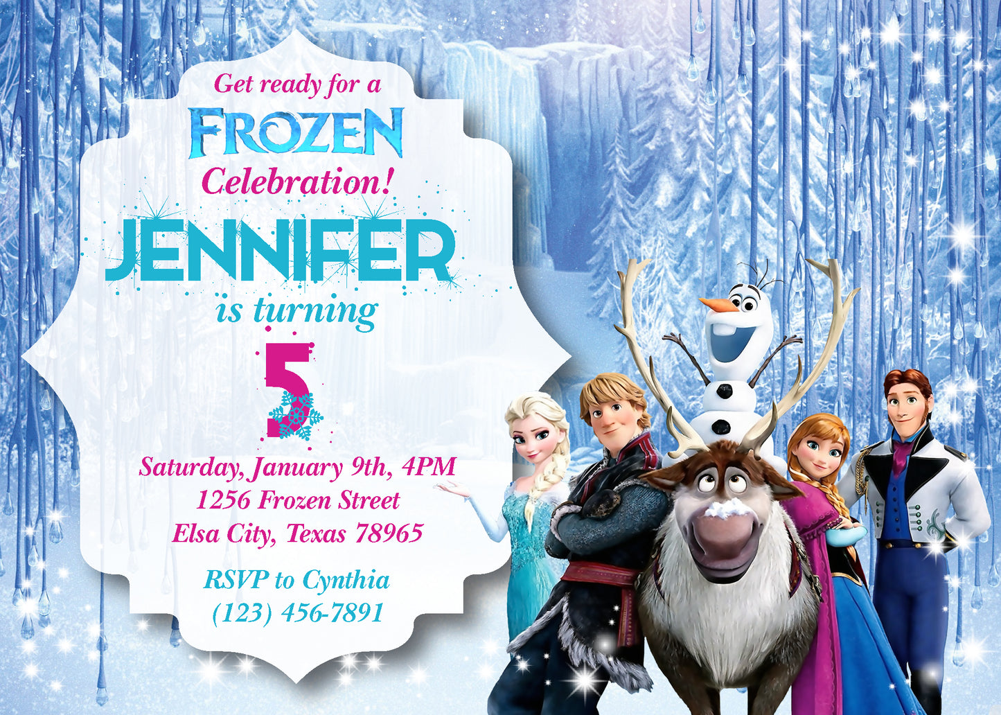 FROZEN Elsa and Anna Princess Birthday Party Invitation with Photo! Printed or Digital - 2 Choices!
