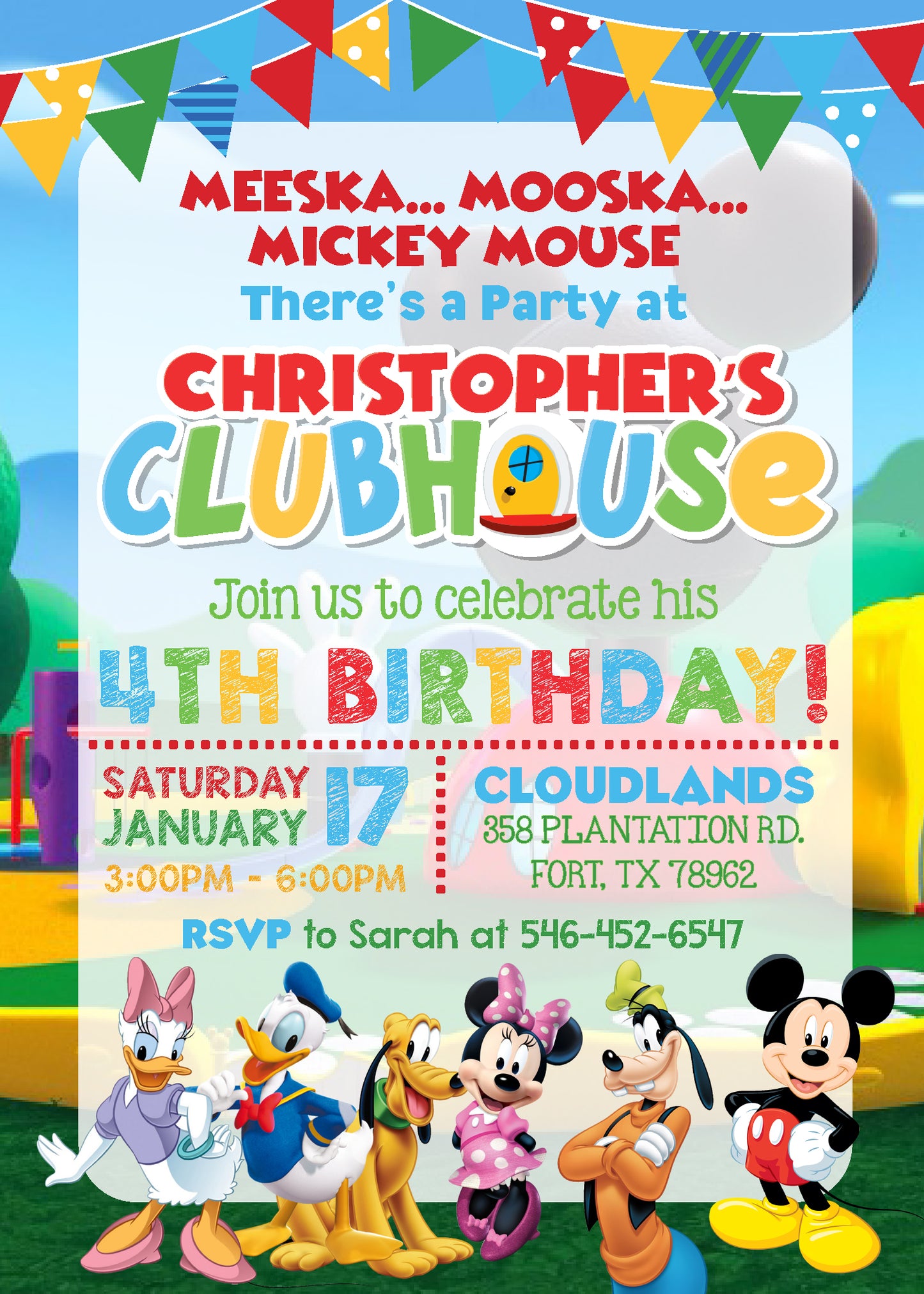 MICKEY MOUSE CLUBHOUSE Birthday Party Invitation with Photo! Printed or Digital!