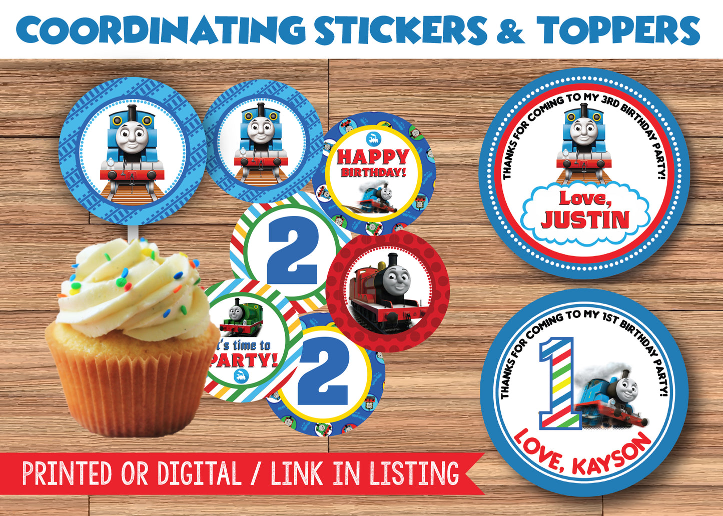 THOMAS THE TRAIN Birthday Party Invitation with or without Photo - Printed or Digital File!