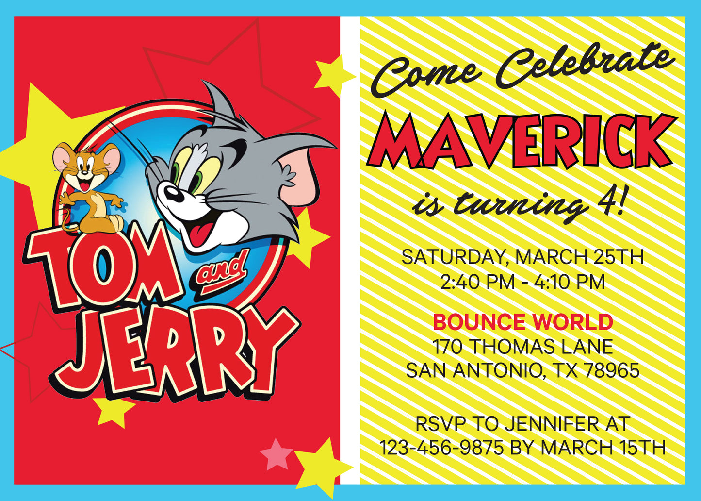 TOM & JERRY Birthday Party Invitation with 2 Options - You Choose! Printed or Digital!