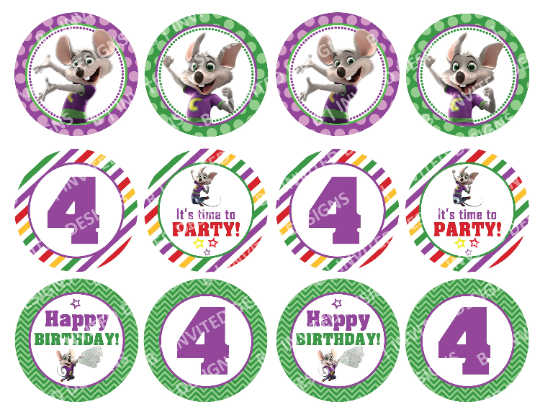 CHUCK E. CHEESE Cupcake Toppers! 2 Inch or 2.5 Inch! Digital OR Printed & Fully Assembled!
