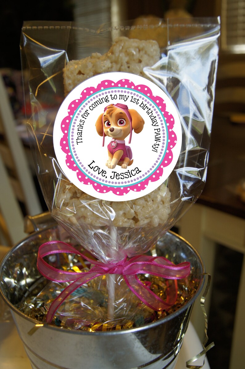 PAW PATROL Girl Personalized Stickers for Gift Bags, Party Favors! Skye, Everest - Printed or Digital!