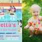 BLUEY Pool and Swim Party Birthday Invitation with or without Photo - Printed or Digital File!