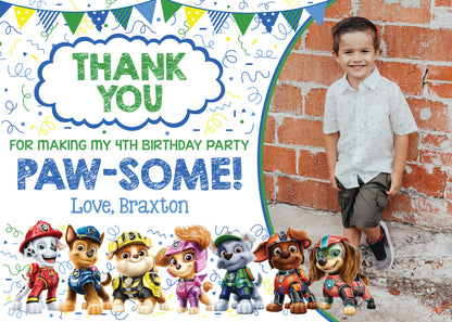 PAW PATROL Boy Digital or Printed Thank You Card with or without Photo!