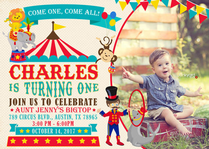 Fun Carnival Circus Birthday Party Invitation with or without Photo - Printed or Digital!