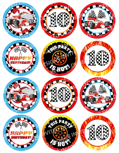 GO KART Race Car Cupcake Toppers! 2 Inch or 2.5 Inch! Digital OR Printed & Fully Assembled!