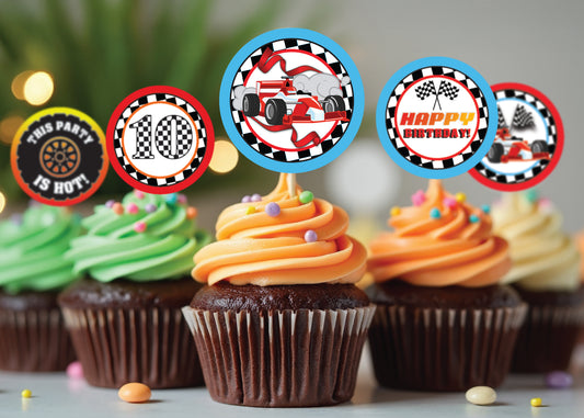GO KART Race Car Cupcake Toppers! 2 Inch or 2.5 Inch! Digital OR Printed & Fully Assembled!