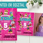 PAW PATROL Pink Mighty Pups Birthday Party Invitation with or without Photo - Printed or Digital File!