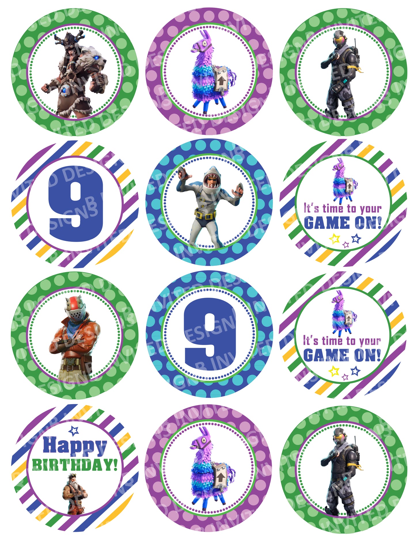 FORTNITE Cupcake Toppers! 2 Inch or 2.5 Inch! Digital OR Printed & Fully Assembled!