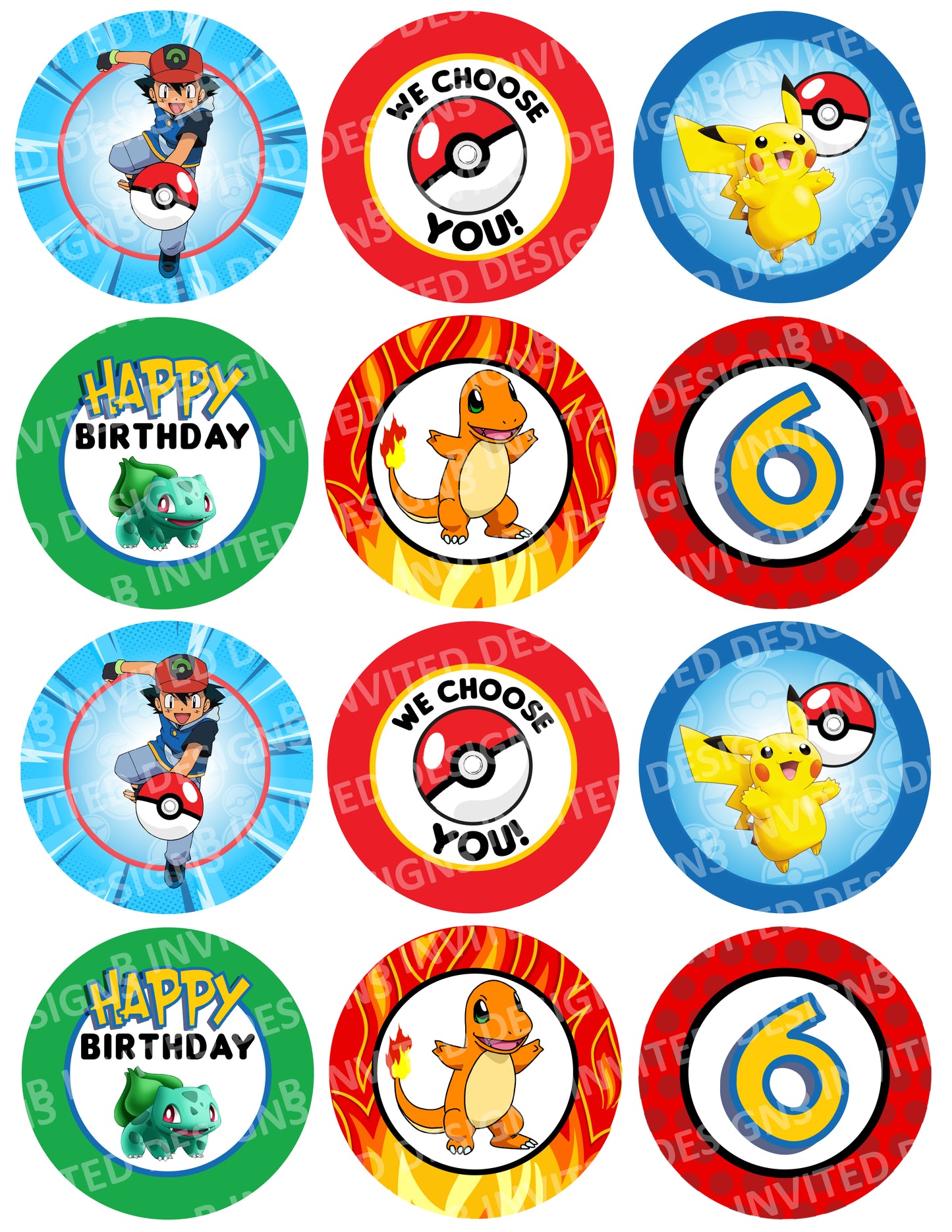 POKEMON Pikachu Party Cupcake Toppers! 2 Inch or 2.5 Inch! Digital OR Printed & Fully Assembled!