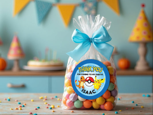 POKEMON Party Digital or Printed Custom Stickers for Gift Bags, Party Favors! Charizard and Pikachu!