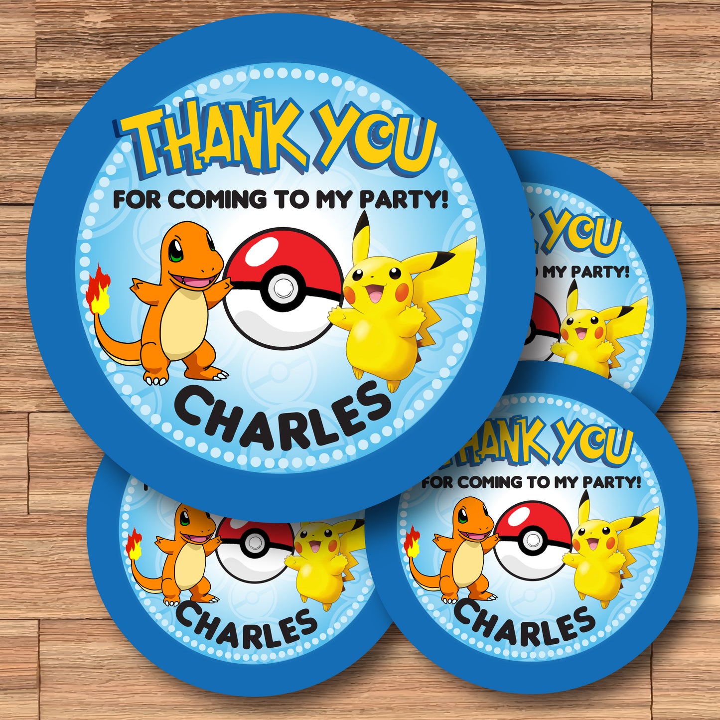 POKEMON Party Digital or Printed Custom Stickers for Gift Bags, Party Favors! Charizard and Pikachu!