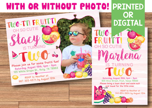 Tutti-Frutti Summer Fun Digital or Printed Birthday Party Invitation with or without Photo!