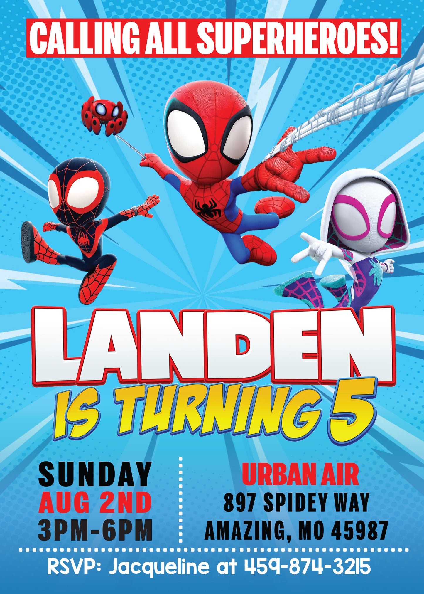 SPIDEY & His AMAZING FRIENDS Ghost-Spider and Spin - Digital or Printed Invitation - with or without Photo!