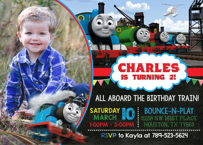 Printed or Digital THOMAS THE TRAIN Birthday Party Invitation with or without Photo!