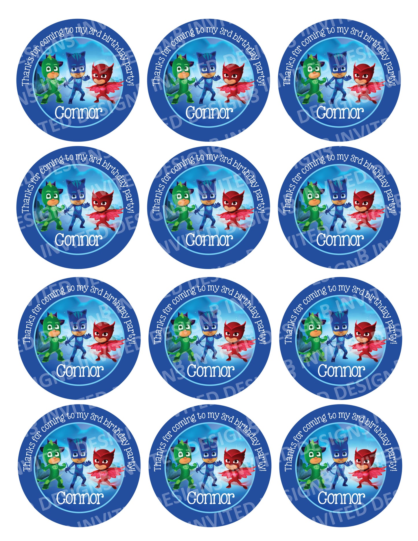 PJ MASKS Personalized Stickers for Gift Bags, Party Favors! Printed or Digital!