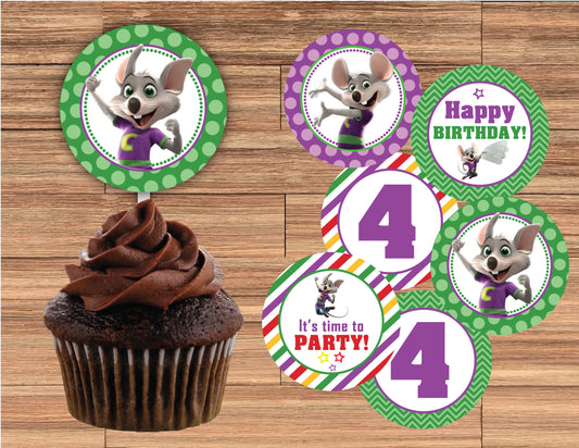 CHUCK E. CHEESE Cupcake Toppers! 2 Inch or 2.5 Inch! Digital OR Printed & Fully Assembled!