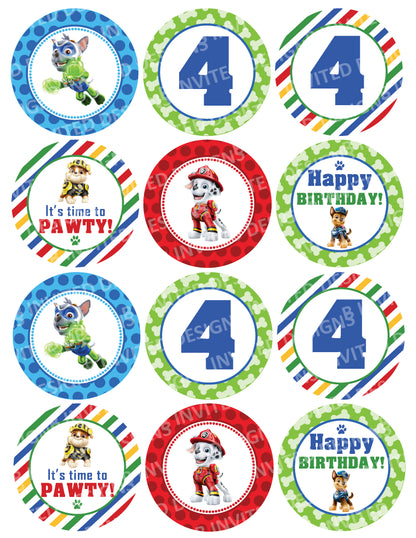 MIGHTY PUPS Paw Patrol Cupcake Toppers - 2 Inch or 2.5 Inch! Digital OR Printed & Fully Assembled!
