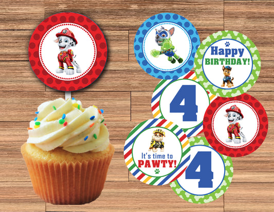 MIGHTY PUPS Cupcake Toppers! 2 Inch or 2.5 Inch! Digital OR Printed & Fully Assembled!